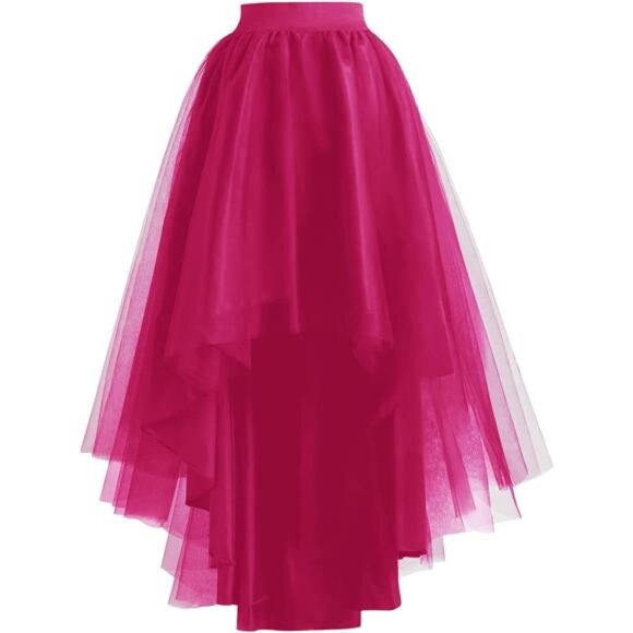 High Low Tulle Skirt for Women Fuchsia - Picture 1 of 7